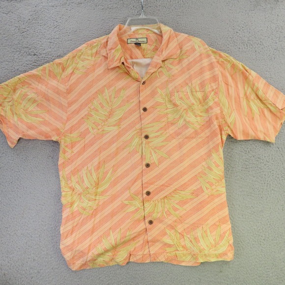 Tommy Bahama Other - Tommy Bahama Shirt Mens Large Pink Yellow Floral Silk Button Up Hawaiian